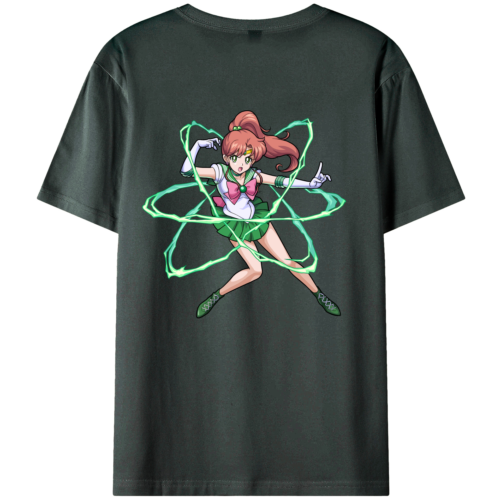 （画像用） 美少女戦士セーラームーン 木野 まこと きの まこと Sailor Moon Kino Makoto （セーラージュピター；Sailor Jupiter） 綿100％ メンズ半袖Tシャツ（バックプリント） 通気性